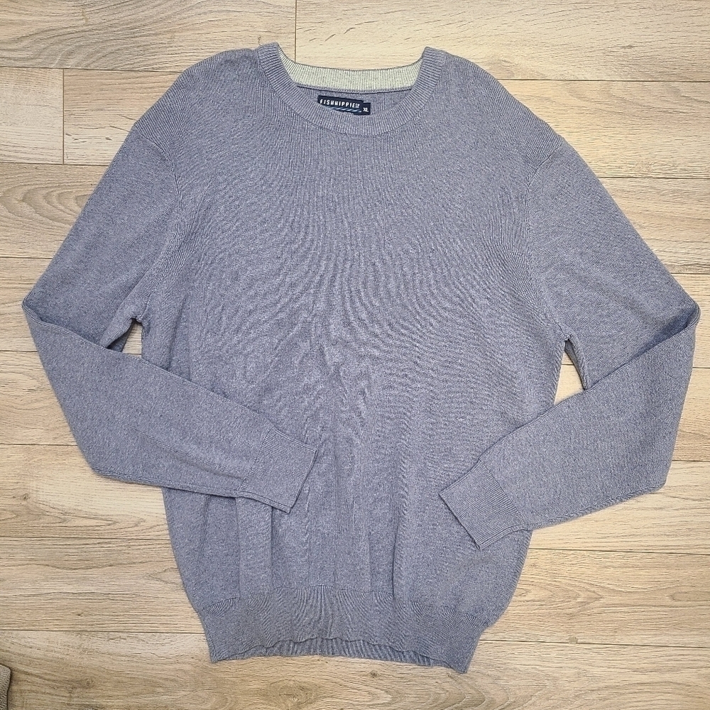 NEW Fish Hippie Rumford Pullover Sweater Blue Gray Men’s Size XL Knit Crewneck